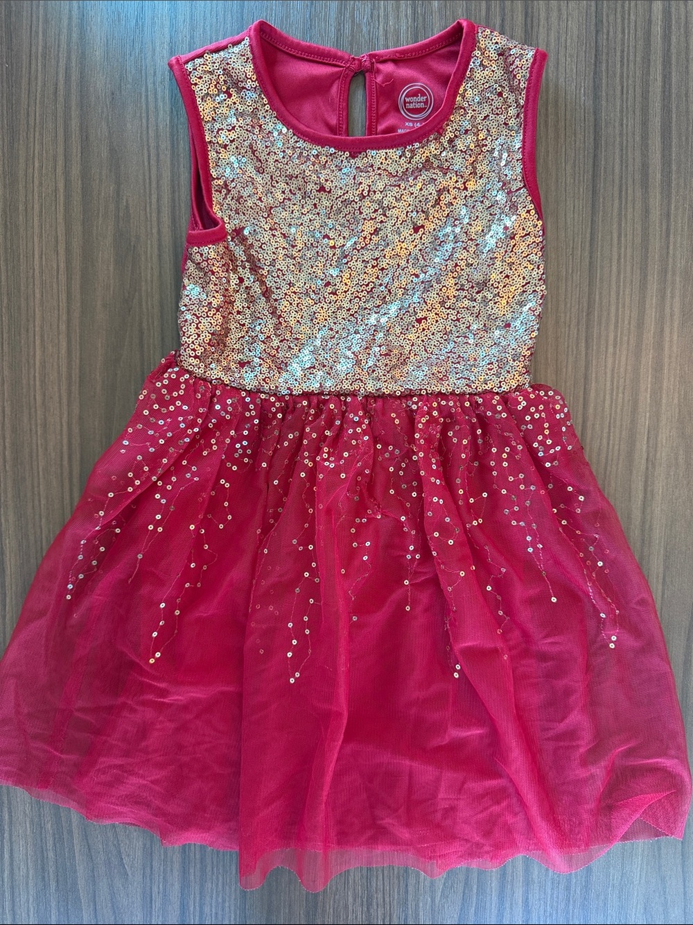 Red & Gold Sequin Tulle Dress